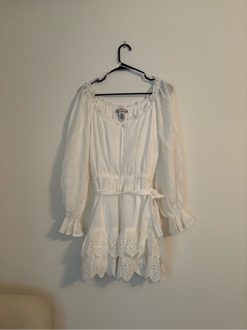 Flying Tomato White Eyelet Peasant Top